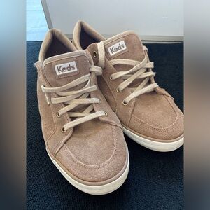 Keds Suede High-Top Sneakers in Beige-Tan